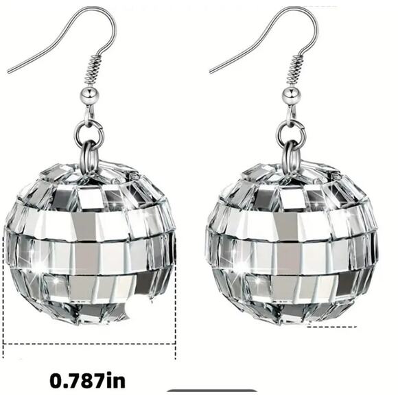 Real Mirror pieces Mirrorball Disco Earrings Perfect for Eras Taylor Swift - Picture 3 of 3
